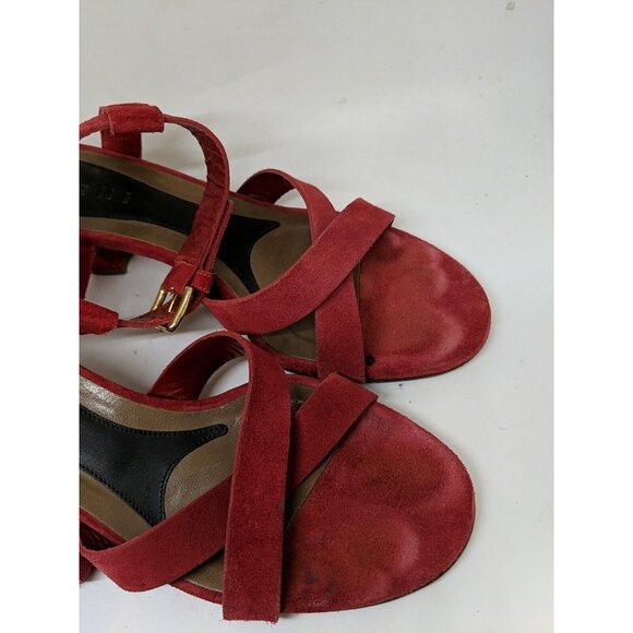 Marni Women's Red Ankle Strap Heel Sandals Buckle Closure Open Toe Size 40 - Picture 4 of 11